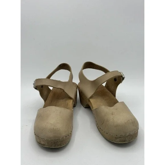 Lotta's Clogs Womens Size 36 Tan Leather Close Toe Slip On Boho Cottage Core New - Picture 2 of 14
